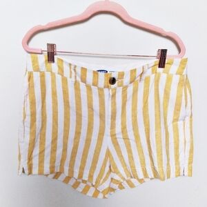 Old Navy Yellow and White Striped Low Rise Linen Blend Everyday Shorts Size 10